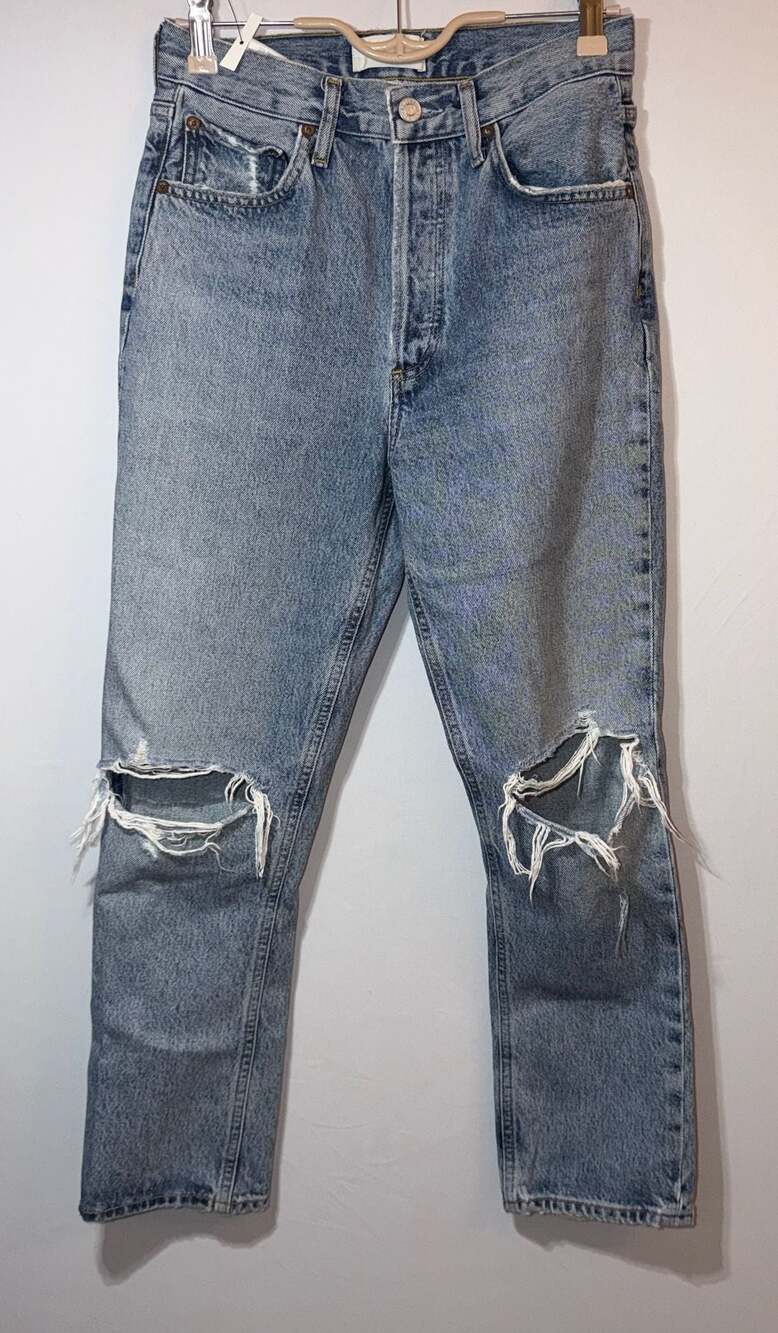 AGOLDE Riley High-Rise Straight Crop Distressed Jeans Size 25